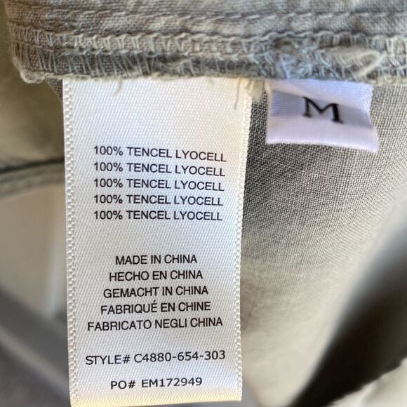 NWT Anthro Cloth & Stone Raglan Ruffle Neck Blouse in Blue/Green Size: M - Picture 13 of 16